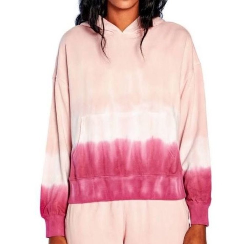 Wildfox Woman's Sz XS Pink Hooded Ombre Sweatshirt Lounge Wear Cozy Comfy